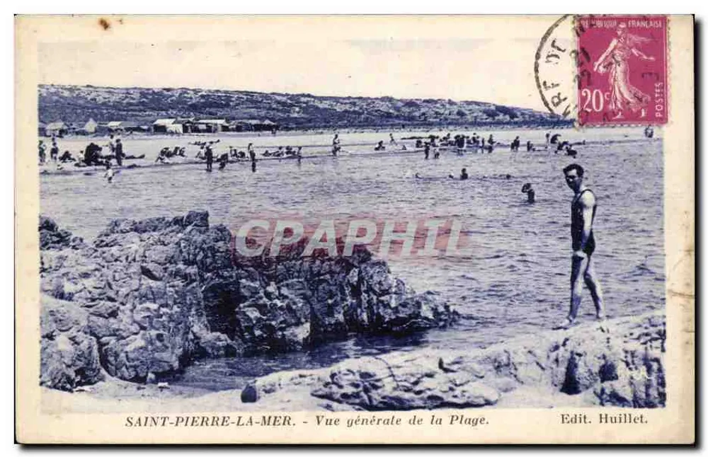 SAINT-PIERRE-LA-MER - Vista geral da Praia - Edit. Huillet. - Frente