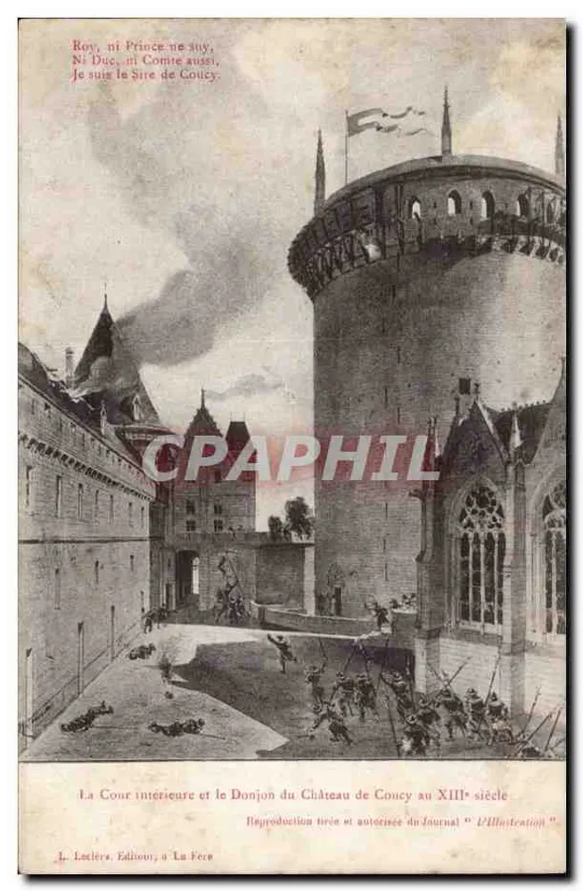 Der Innenhof und der Bergfried des Schlosses Coucy im 13. Jahrhundert — L. Lectère, Edition, La Fère - Vorderseite