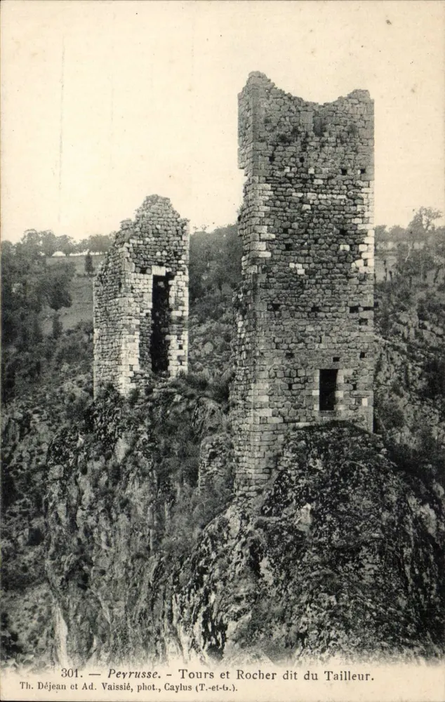 Peyrusse — Wieże i skała zwana 'Tailleur' — Th. Déjean i Ad. Vaissié, Caylus (T.-et-B.) - Awers
