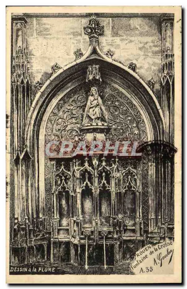 Fontaine de la Croix — Provence — Zeichnung von A. Goulon, n° A.35 - Vorderseite