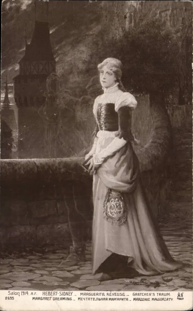Marguerite rêveuse — Salon 1914 — A.F. Hebert-Sidney, n°2695, Paris - Frente