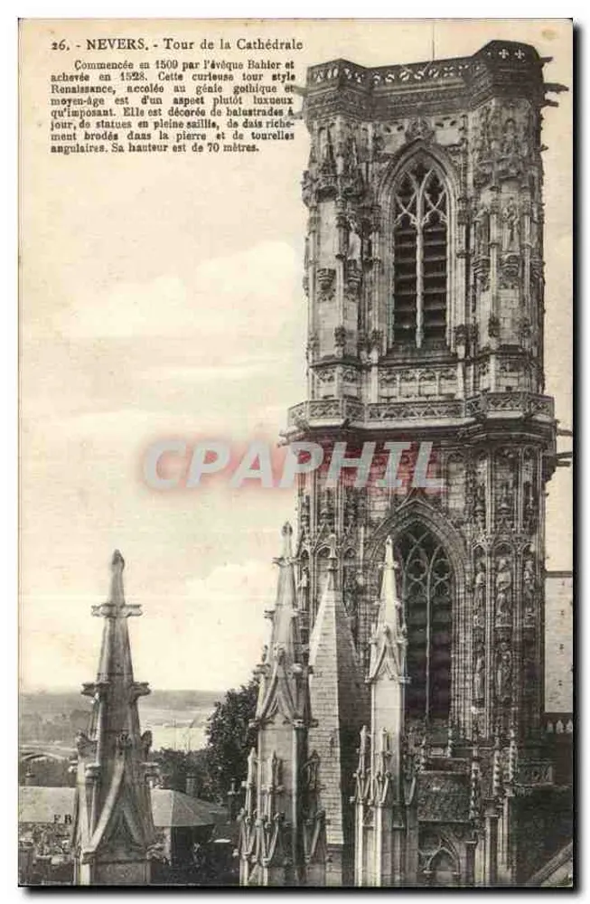Nevers — Torre da Catedral — vista da torre gótica e renascentista — editor F.B. - Frente