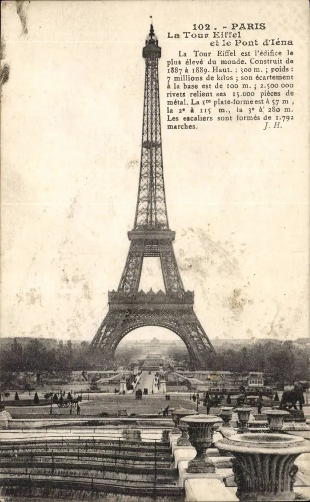 Paris — Torre Eiffel e o Ponte d'Éna — A. Vaguer, Editora - Frente