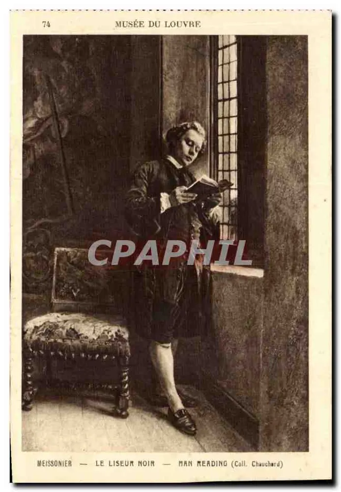 Der Schwarze Leser — Meissonier — Musée du Louvre — Sammlung Chauchard — Nr. 74 - Vorderseite