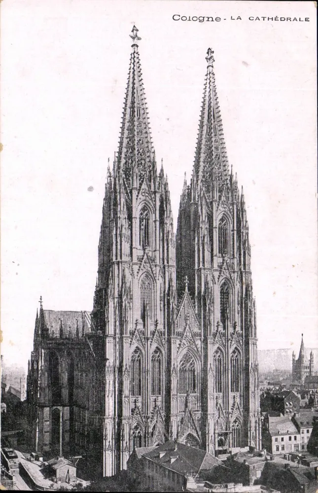 Köln - DIE KATHEDRALE — Ansicht der gotischen Kathedrale mit ihren beiden ikonischen Spitzen — Verlag unbekannt - Vorderseite