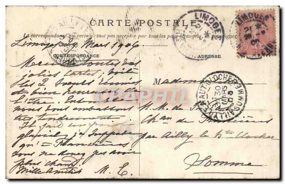 LYON - Alte Kirche von Pournyrière — Kapelle der Guten Beratung, Maria — unbekannter Verlag, Nr. 1911 - Rückseite