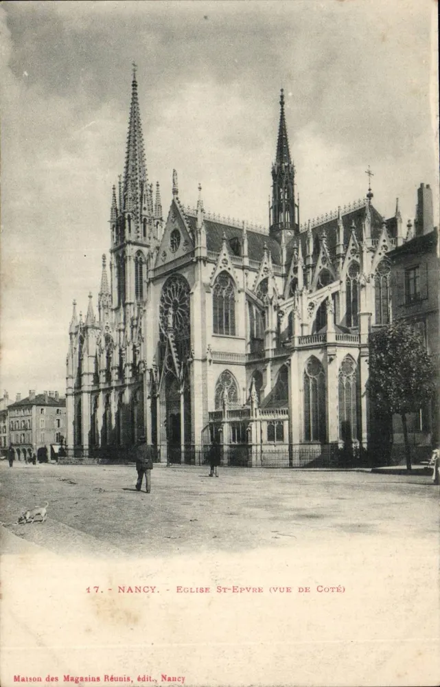 Nancy - Igreja de São Épvre (vista lateral) — Maison des Magasins Réunis, édit., Nancy, n°17 - Frente
