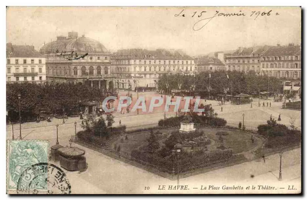 Le Havre — Place Gambetta und das Theater — LL. n°10 - Vorderseite