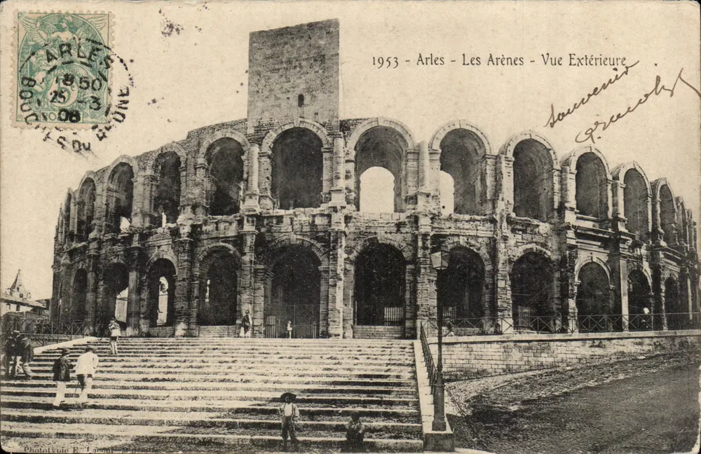 Arles - Les Arènes - Vue Extérieure — 1953 — Phototypie E. Tavano - Frente