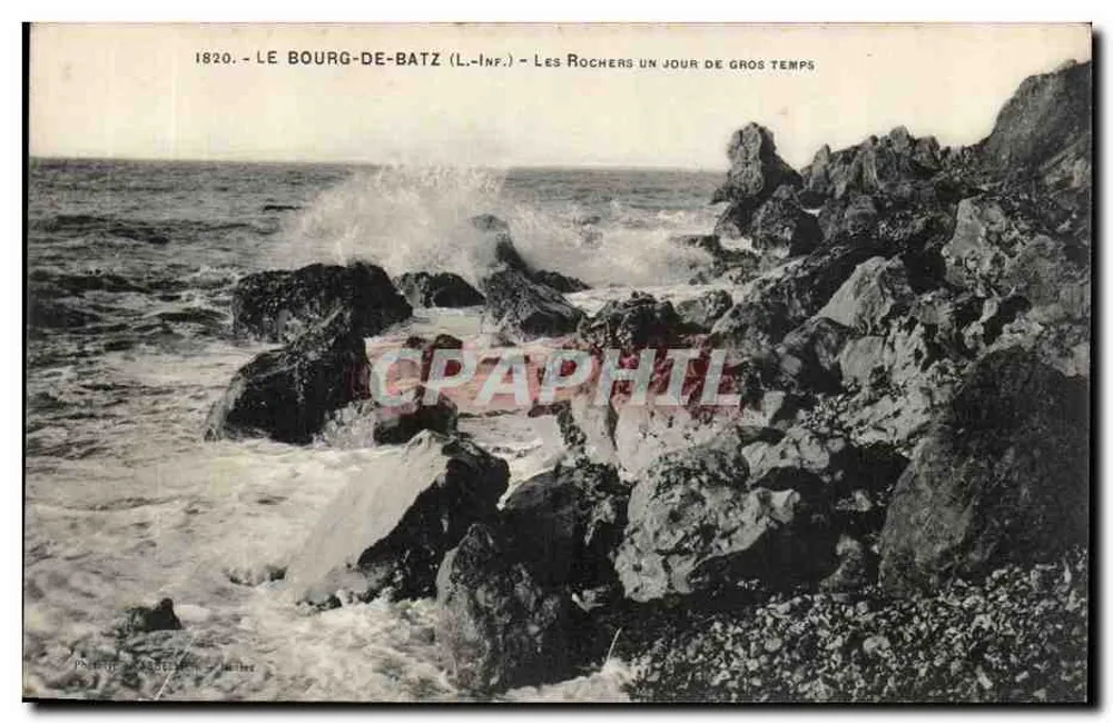 Der Bourg-de-Batz (L.-Inf.) — Die Felsen an einem stürmischen Tag — Phototypie de Paris - Vorderseite