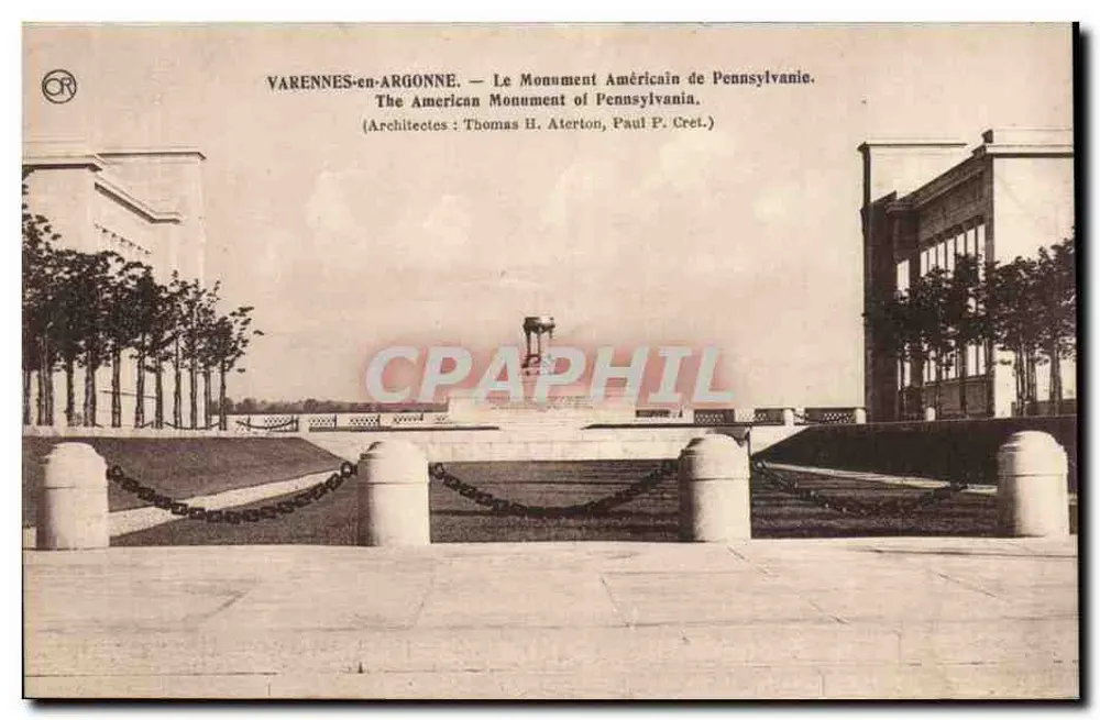 Varennes-en-Argonne — Das amerikanische Denkmal von Pennsylvania — Architekten: Thomas H. Aterton, Paul P. Cret - Vorderseite