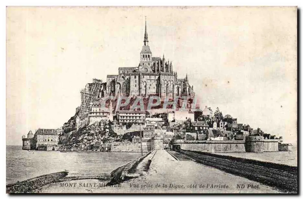 Mont Saint-Michel — Ansicht von der Digue, Seite der Ankunft — ND Phot. - Vorderseite