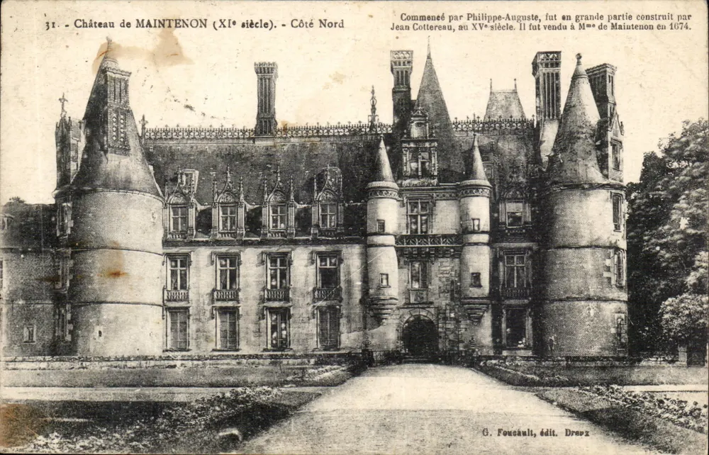 Castelo de Maintenon (século XI) — Lado Norte — G. Foucault, edit. Drapz - Frente