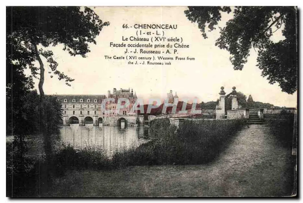 Chenonceau — Fachaça ocidental do castelo (século XVI) — J.-J. Rousseau - A.P. - Frente
