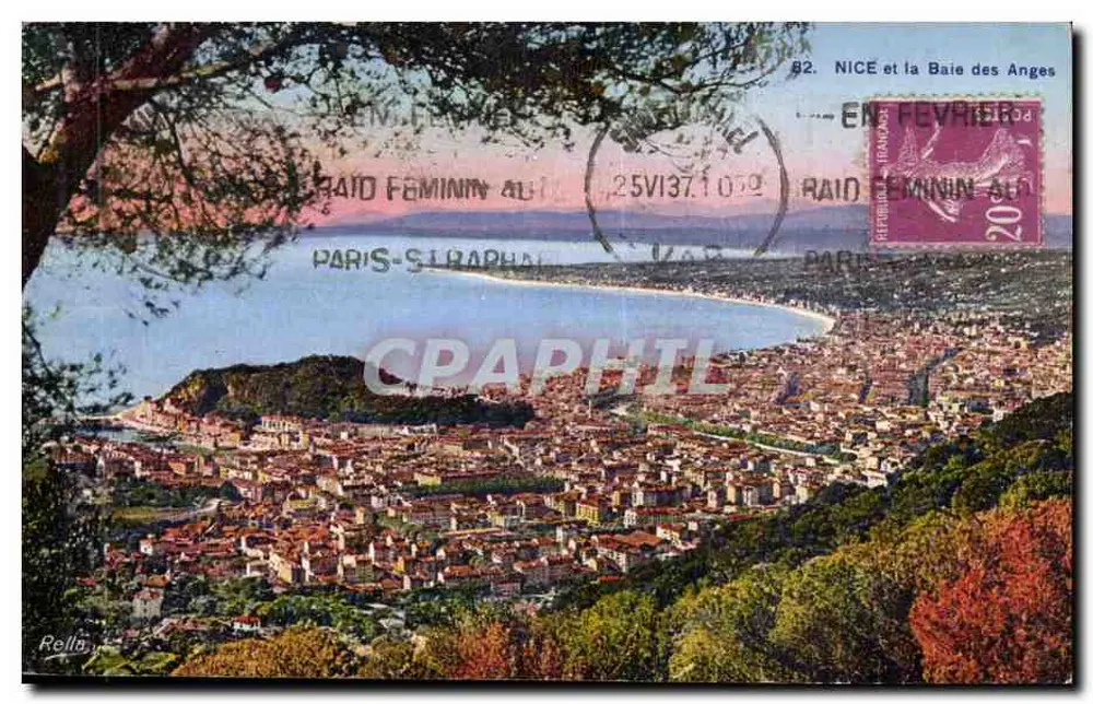 Nice e a Baía dos Anjos — vista panorâmica — editor Rella, n°82 - Frente