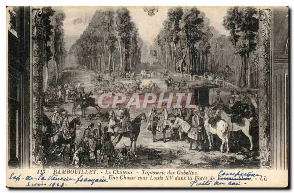 Rambouillet - Das Schloss - Gobelins-Tapete. Eine Jagd unter Ludwig XV in der Forêt de Fontainebleau - LL - Vorderseite