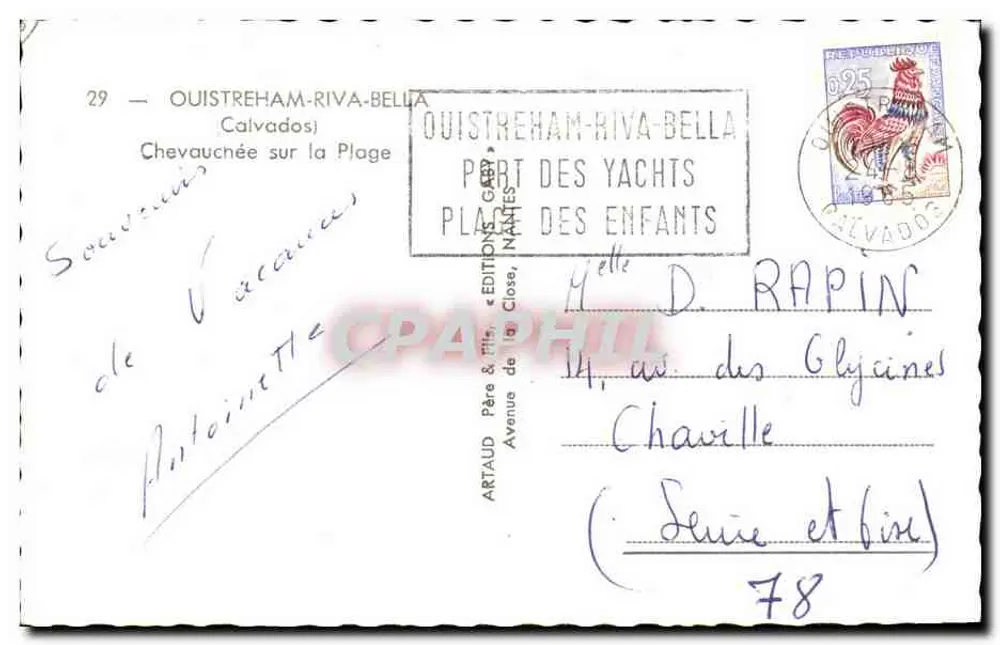 Reiten am Strand — OUISTREHAM-RIVA-BELLA — ÉDITIONS Gaby, Serie 78 - Rückseite