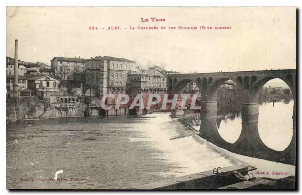 Albi - Die Chaussée und die Mühlen (Rechte Seite) — Fotografie Lachèze Frères, Toulouse — Cliché A. Trantoul — n° 394 - Vorderseite