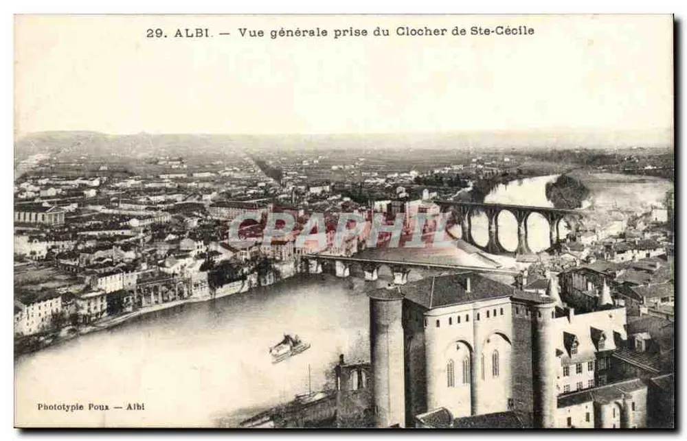 Albi — Allgemeiner Blick vom Turm der Ste-Cécile — Phototypie Poux — Albi - Vorderseite