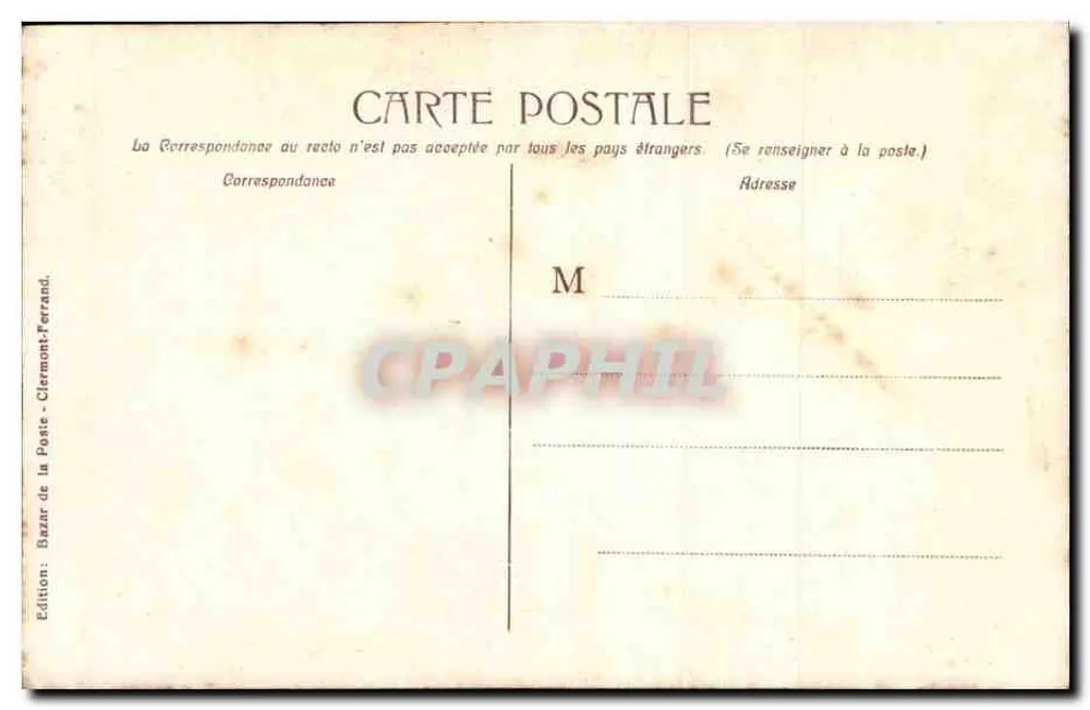Clermont-Ferrand — Visão Interna da Catedral — Bazar de la Poste, n° 6731 - Verso