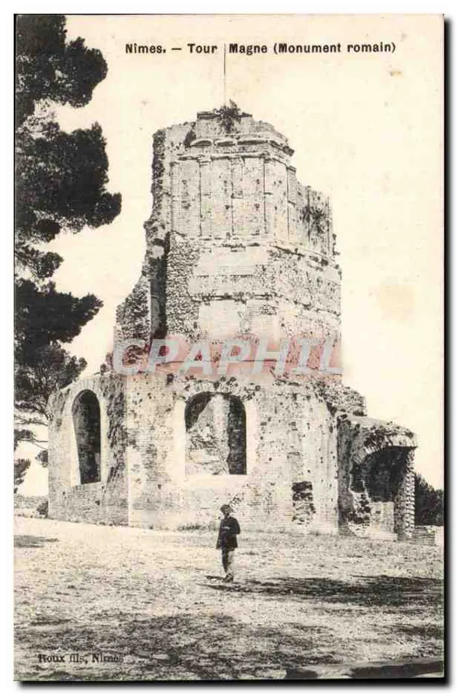 Nîmes — Torre Magne (Monumento romano) — Roux fils, Nîmes - Frente