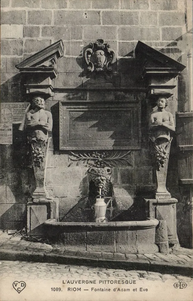 Riom — Fonte de Adão e Eva — Editor E.P.D. n°1089 - Frente