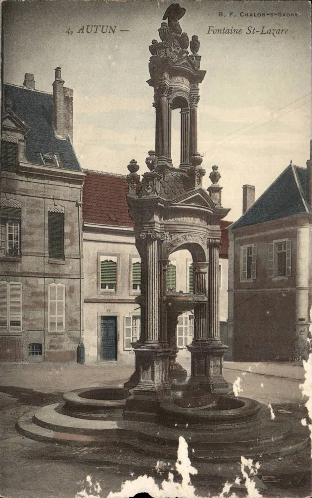 Autun — Fontaine Saint-Lazare — B. F. Chalon-sur-Saône - Frente