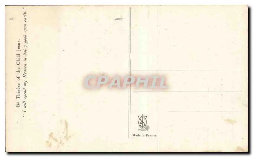 A Béthérèse do Menino Jesus — retrato religioso — editor Dewail - Verso
