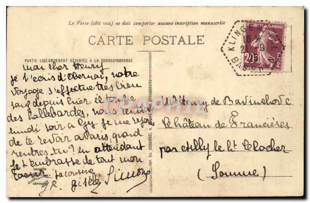 Obernai — Storchennest — Unbekannter Verlag, Nr. 15 - Rückseite