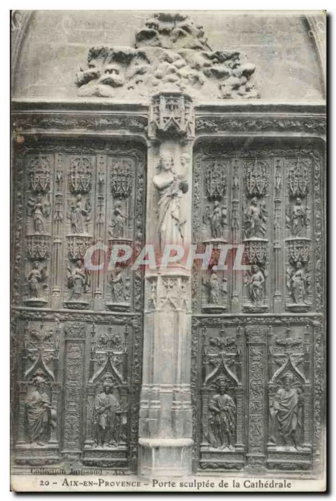 Aix-en-Provence — Geschnitzte Tür der Kathedrale — Sammlung Jules Saud - Vorderseite