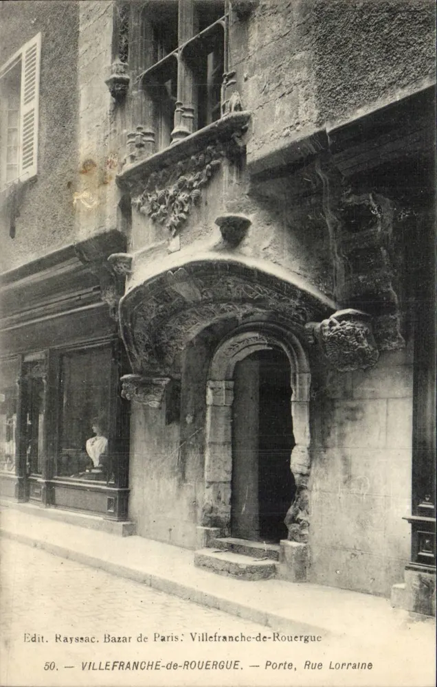 Villefranche-de-Rouergue — Tor, Rue Lorraine — Edit. Rayssac, Bazar de Paris, n°50 - Vorderseite