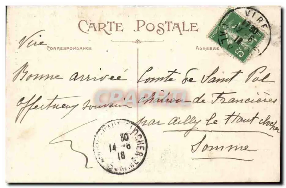 Vire — Ein Portal auf der Rue du Neutbourg — Verleger L. Béchard, Nr. 20 - Rückseite