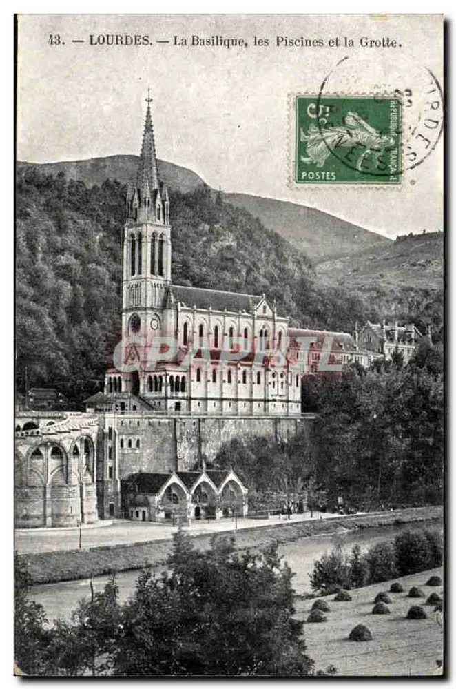 LOURDES — Die Basilika, die Piscines und die Grotte — Graphil, n°43 - Vorderseite