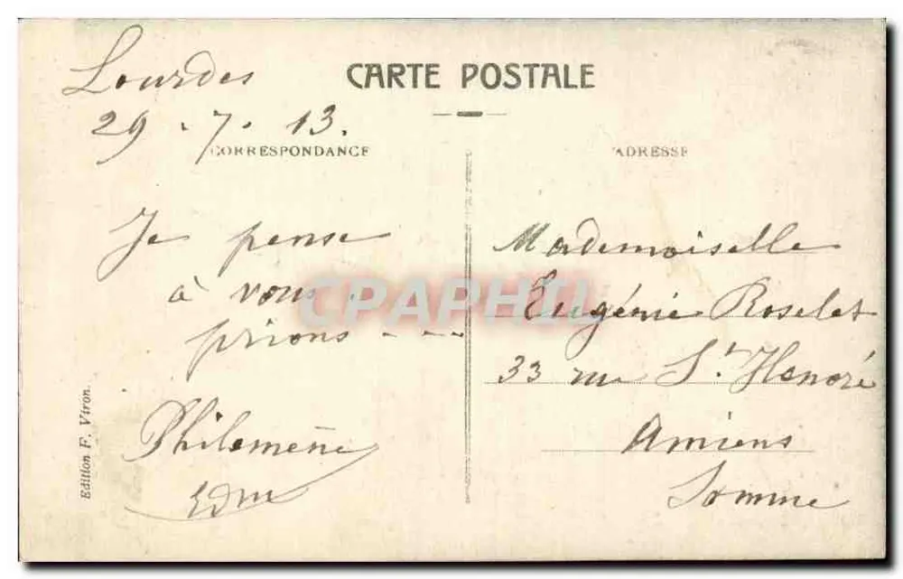 Lourdes — Bernadette Soubirous em religiosa — Edição F. Véron - Verso