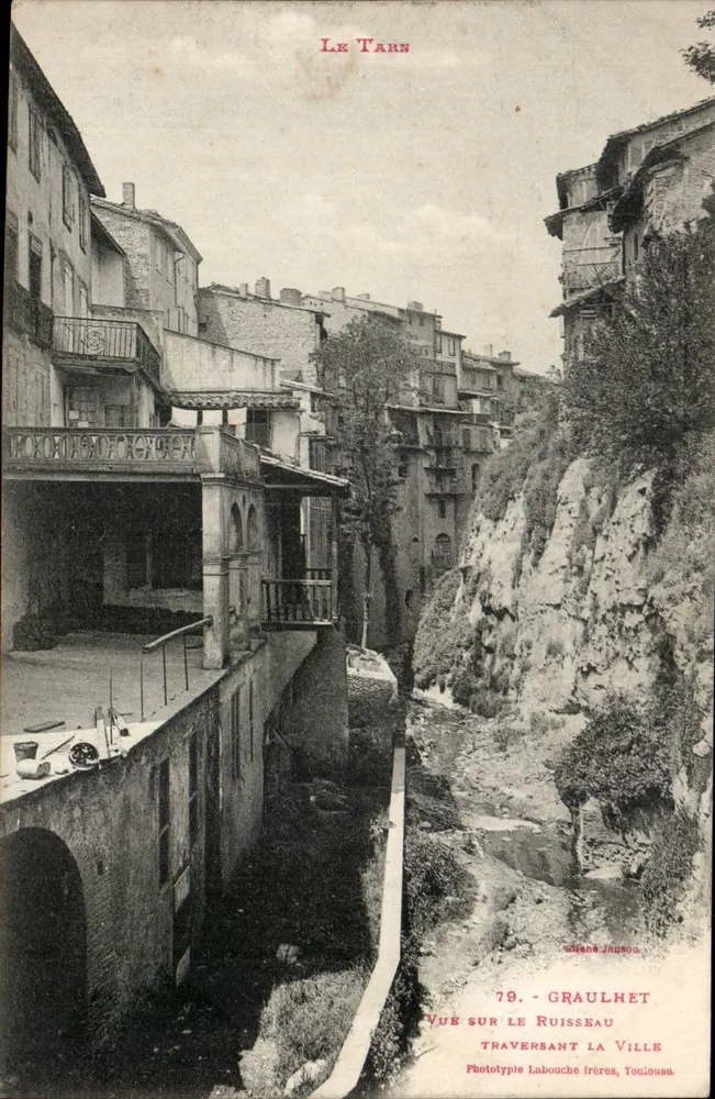 Der Tarn — Ansicht des Baches, der durch die Stadt fließt — Phototypie Labouche frères, Toulouse - Vorderseite