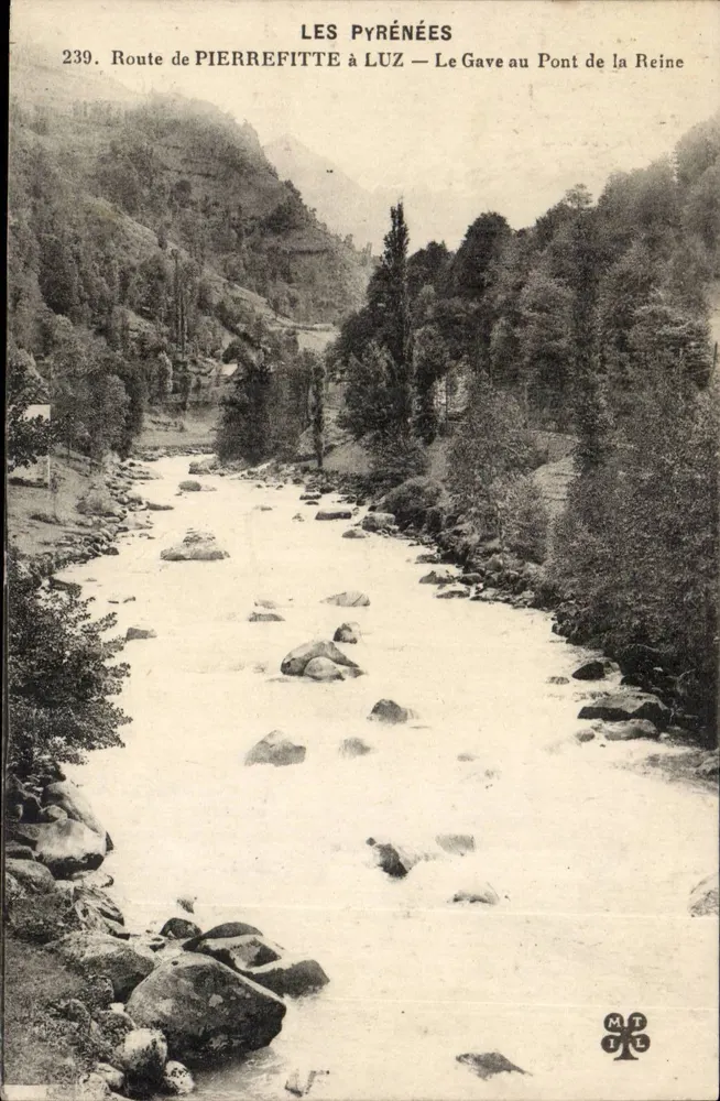 Der Gave am Pont de la Reine — Route von Pierrefitte nach Luz — Die Pyrenäen — n°239 - Vorderseite