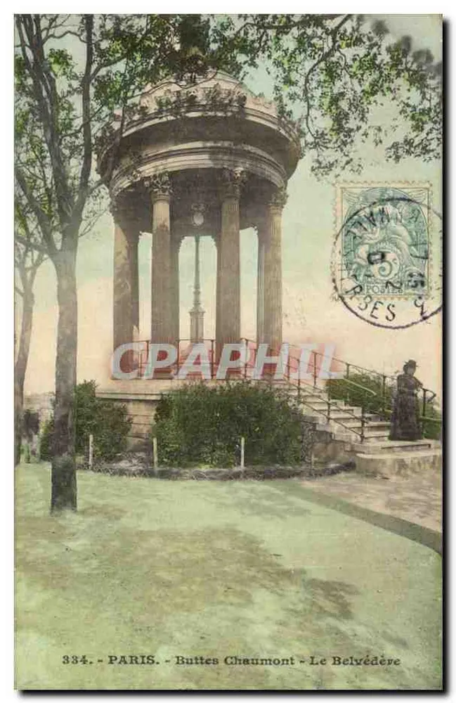 Paris - Buttes Chaumont - O Belvedere — editor anônimo, n° 384 - Frente