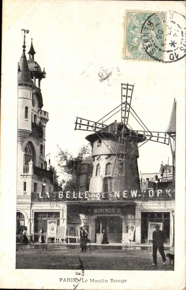 Paris - Le Moulin Rouge — Szene eines Auftritts mit Windmühle — Verlag Romendoir 2 - Vorderseite