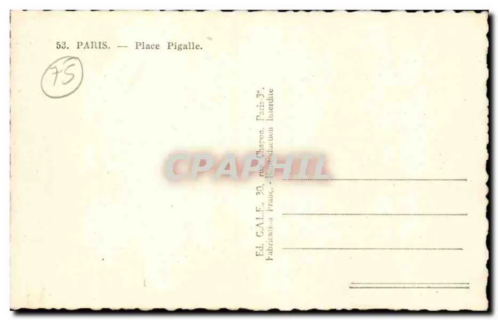 Place Pigalle — Paris 3e — Teatro do Chapiteau - Verso