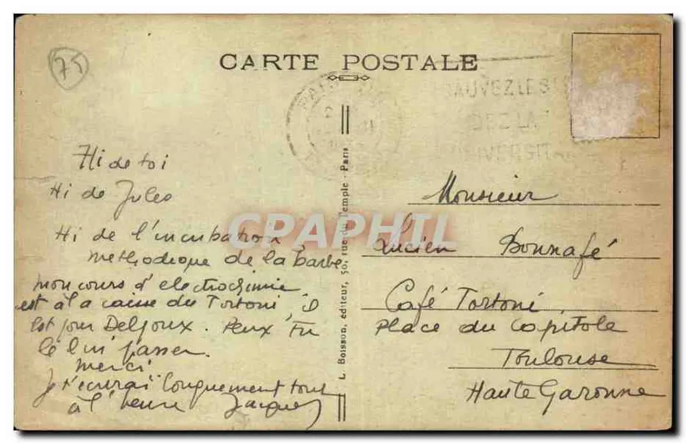 Paris-Feuerwehr — Einsatz mit Zentrifugal-Leiter — L. Bossaon, Verlag - Rückseite