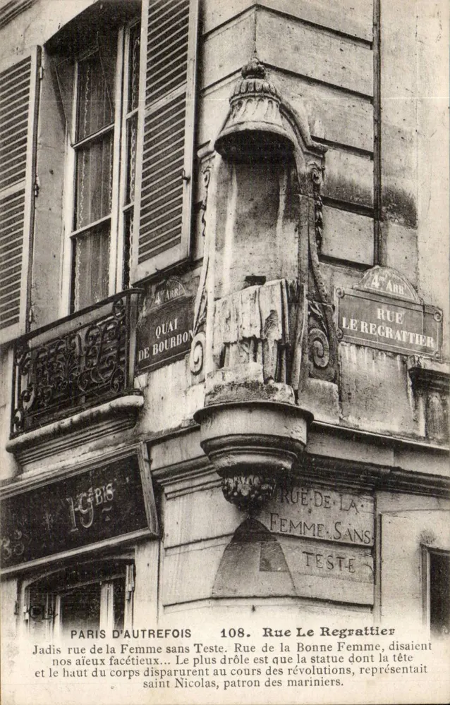 Paris d'autrefois — Rue Le ReGrattier e Quai de Bourbon — editor J. & L. Tichy, Paris, n° 108 - Frente