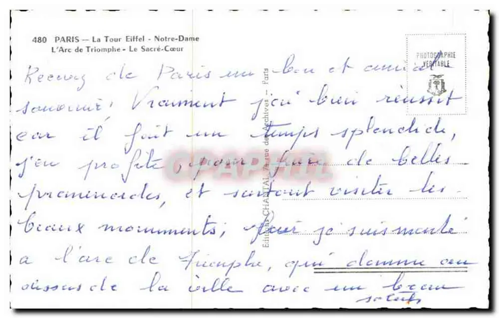 Paris — Eiffelturm - Notre-Dame - Triumphbogen - Sacré-Cœur - Rückseite