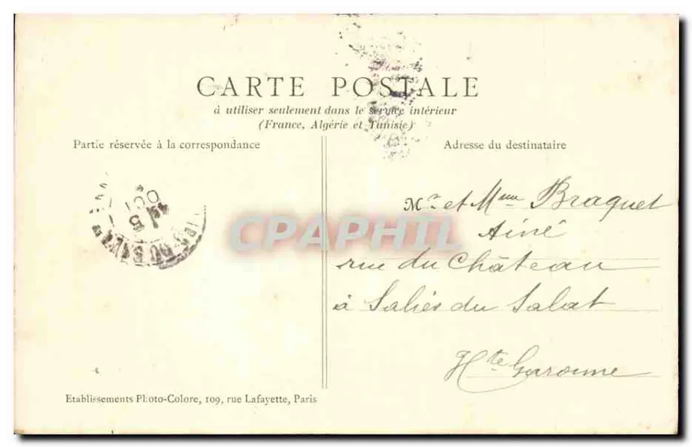 PARIS - Palácio de Justiça — B.J.C. n°63 — Editor B.J.C. - Verso
