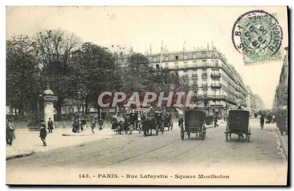 Paris - Rue Lafayette - Square Monthonlon — n°143 - Frente