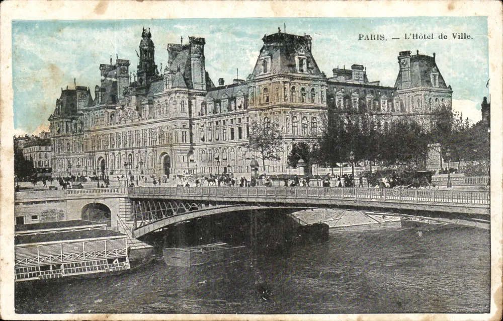 Paris — O Hotel de Ville — vista com o ponte e a Sena - Frente