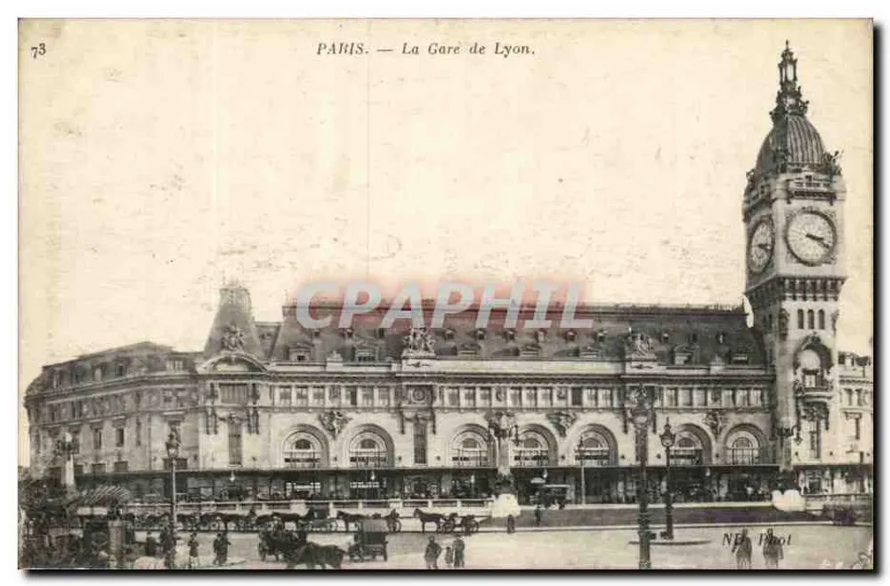 Paris — A Estação de Lyon — N° 73, editada por N. Pirot - Frente