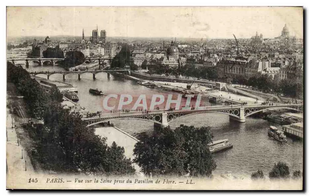 Paris — Ansicht über die Seine vom Pavillon de Flore — LL. n°145 - Vorderseite