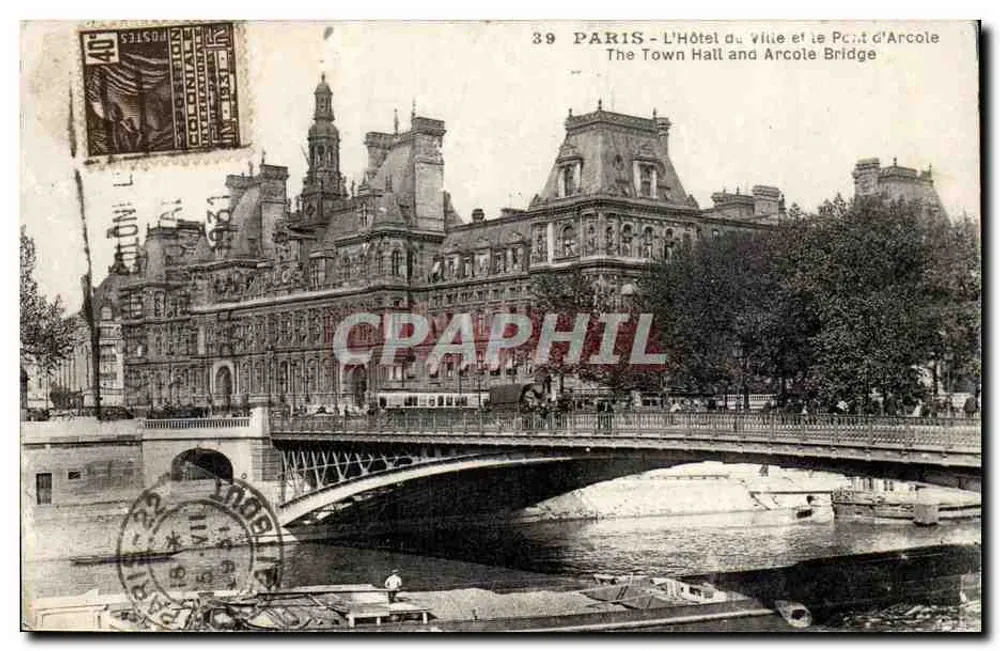 Paris - Das Rathaus und der Pont d'Arcole — unbekannter Verleger, Seriennummer 39 - Vorderseite
