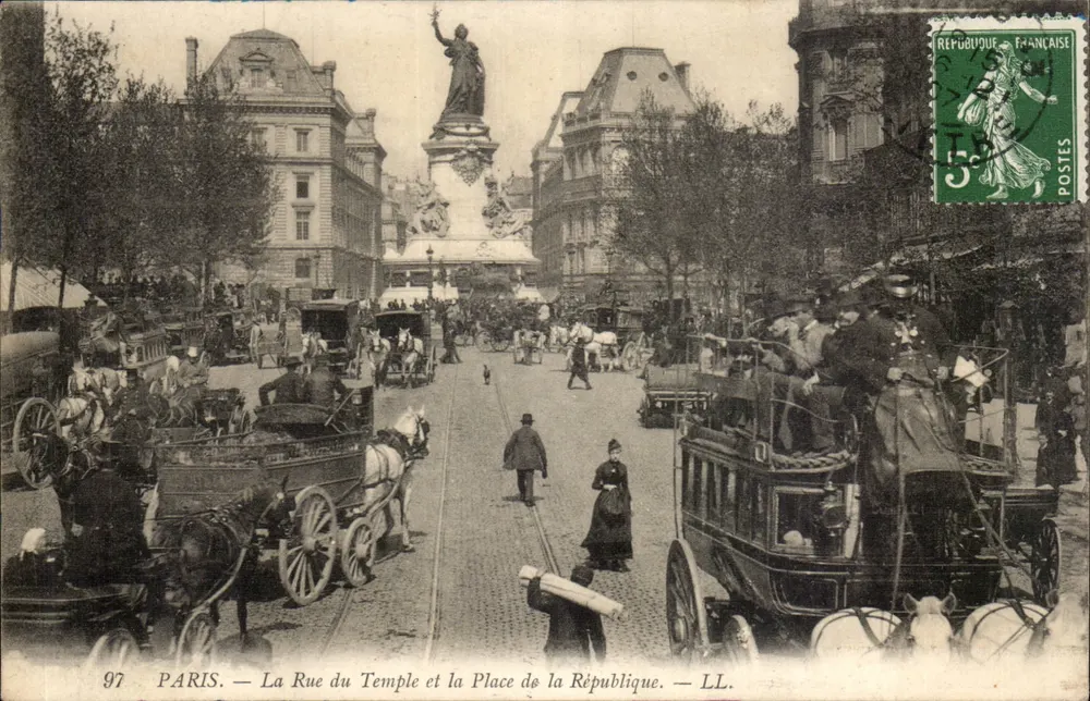 PARIS — Die Rue du Temple und die Place de la République — LL. - Vorderseite