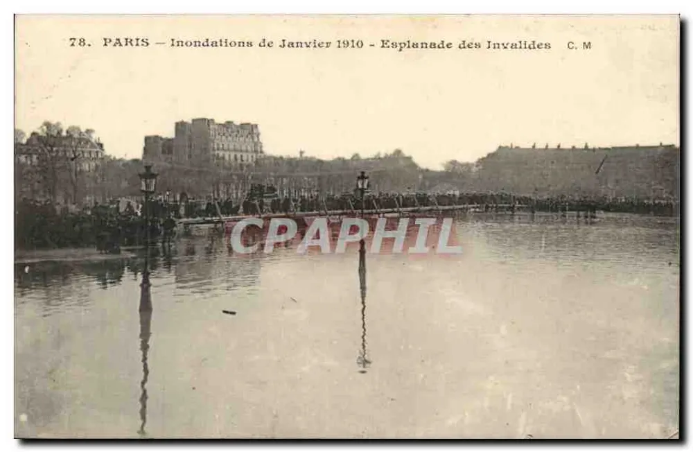 Paris — Inundações de Janeiro 1910 — Esplanade des Invalides — C. M. n°78 - Frente